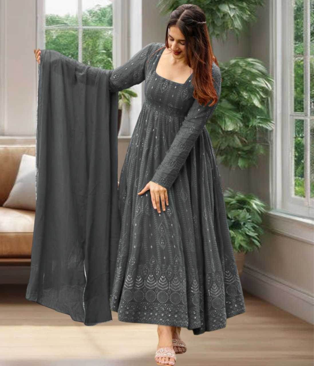 Georgette Embroidery Anarkali Gown - MYLUXURY LANE ENTERPRISE